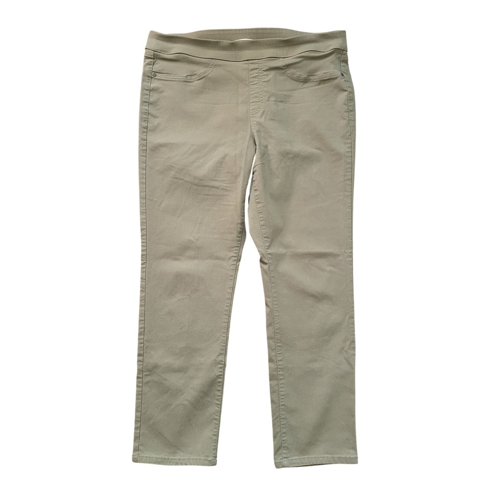 Skye's The Limit Size 14 Pull-On Straight Leg Pants Olive Green High Rise